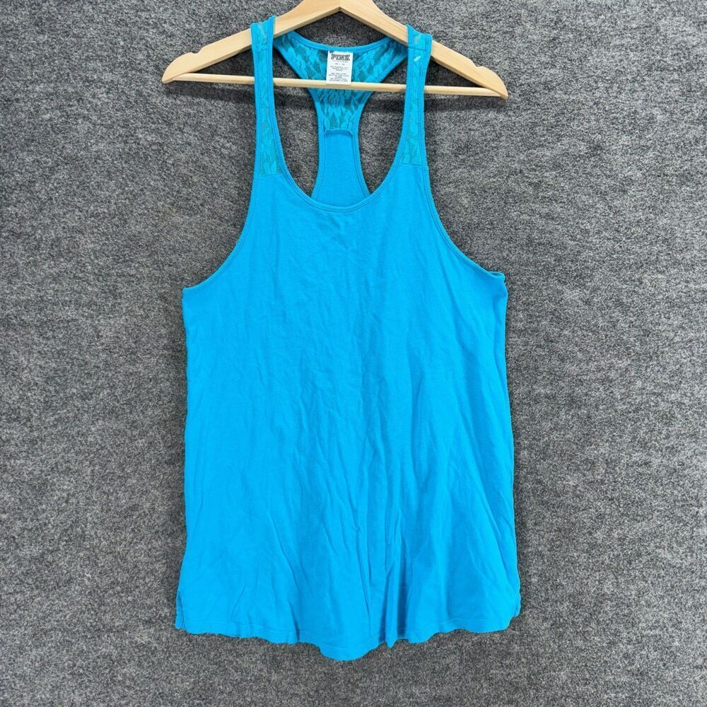 Victoria's Secret Tank Women XS Blue Sleeveless Racerback Floral Crochet Cotton